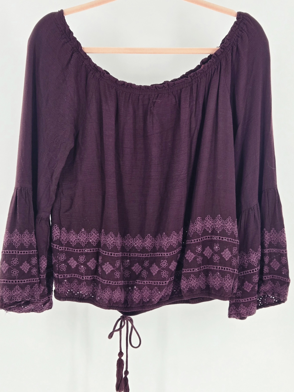 Altar'd State M Off-Shoulder Bell-Sleeve Boho Prairie Cottage Pioneer 100% Rayon - Picture 13 of 15